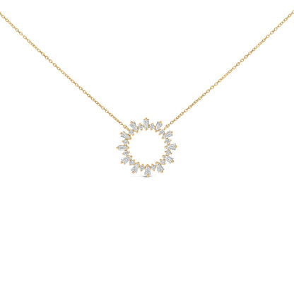 14K Yellow Gold Plated Sterling Silver 3/4 Cttw Diamond Starburst Pendant Necklace