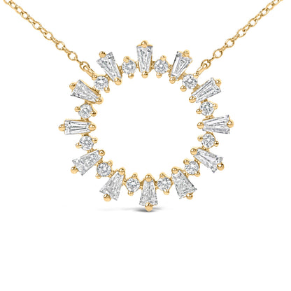 14K Yellow Gold Plated Sterling Silver 3/4 Cttw Diamond Starburst Pendant Necklace