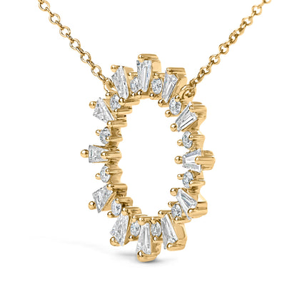 14K Yellow Gold Plated Sterling Silver 3/4 Cttw Diamond Starburst Pendant Necklace