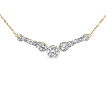 10K Yellow Gold Plated Sterling Silver 1 1/2 Cttw Lab Grown Diamond V Bar Necklace