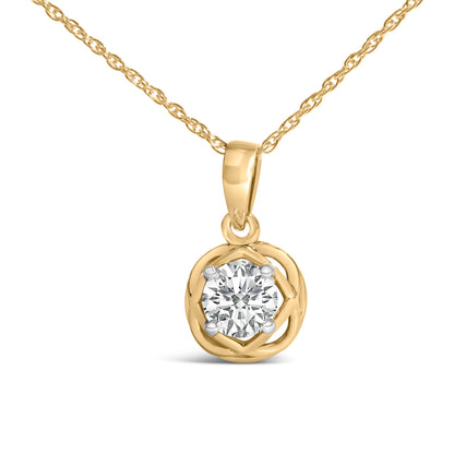 10K Yellow Gold Plated .925 Sterling Silver 1/2 Cttw Lab Grown Diamond Openwork Pendant Necklace