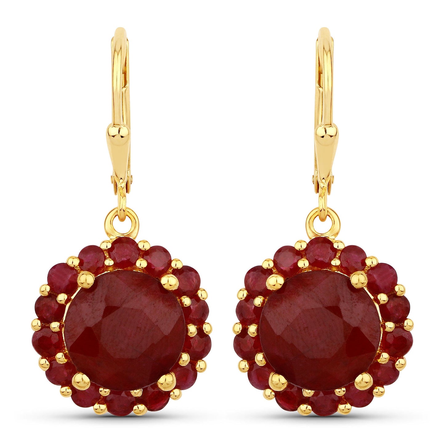 11.37 Carat Dyed Ruby and Ruby .925 Sterling Silver Earrings
