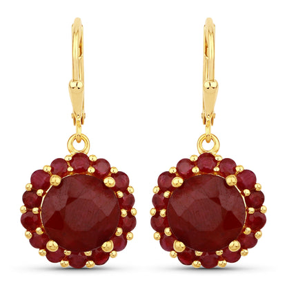 11.37 Carat Dyed Ruby and Ruby .925 Sterling Silver Earrings