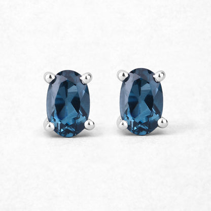 1.08 Carat Genuine London Blue Topaz .925 Sterling Silver Earrings
