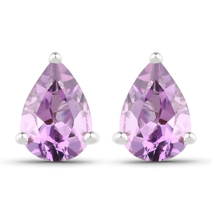 1.25 Carat Genuine Amethyst .925 Sterling Silver Earrings