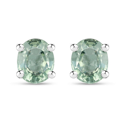0.68 Carat Genuine Green Sapphire .925 Sterling Silver Earrings
