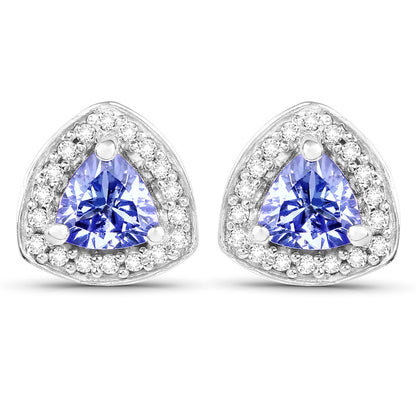 3.22 Carat Genuine Tanzanite & White Topaz .925 Sterling Silver Ring