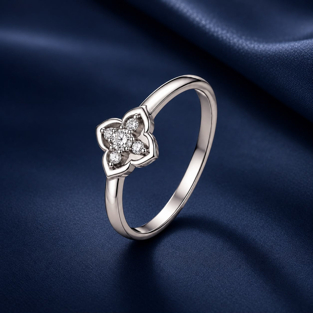 925 Sterling Silver White Gold Plated Moissanite Size 6 Ring for Women
