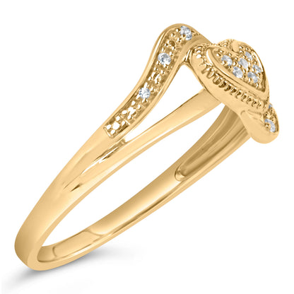 14K Yellow Gold Plated .925 Sterling Silver Diamond Accent Filigree Heart Promise Ring (I-J Color, I3 Clarity)- Size 7