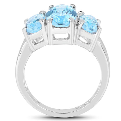 7.77 Carat Genuine Blue Topaz .925 Sterling Silver Ring