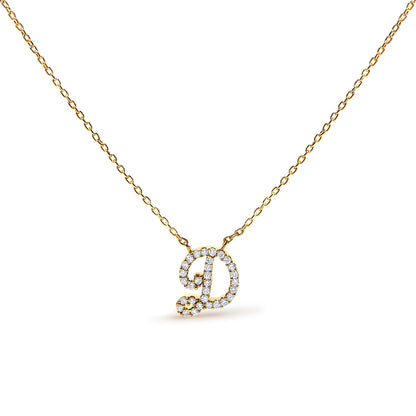 14K White Gold Diamond Accent "A" Initial Script Style Pendant Necklace