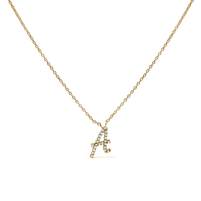 14K White Gold Diamond Accent "A" Initial Script Style Pendant Necklace