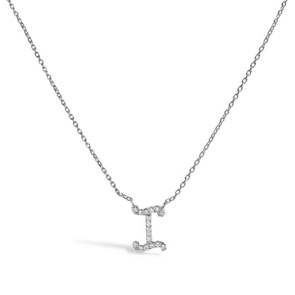14K White Gold Diamond Accent "A" Initial Script Style Pendant Necklace