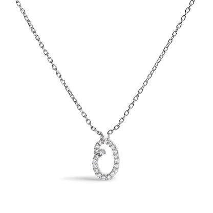 14K White Gold Diamond Accent "A" Initial Script Style Pendant Necklace