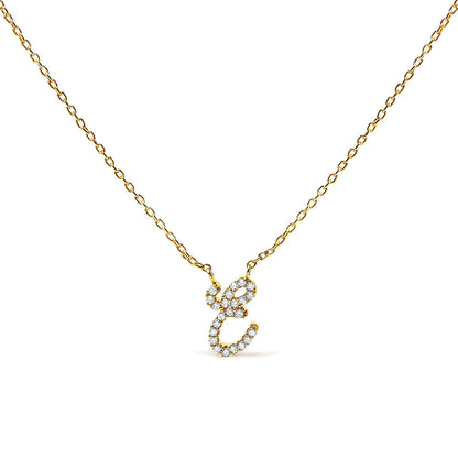 14K White Gold Diamond Accent "A" Initial Script Style Pendant Necklace