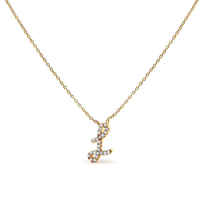 14K White Gold Diamond Accent "A" Initial Script Style Pendant Necklace