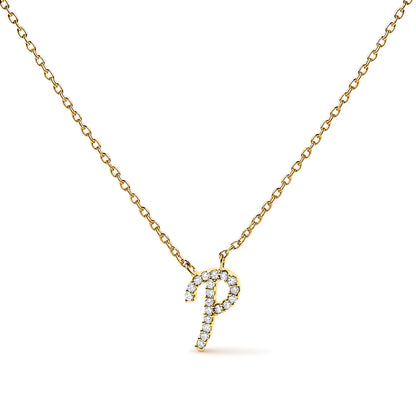14K White Gold Diamond Accent "A" Initial Script Style Pendant Necklace