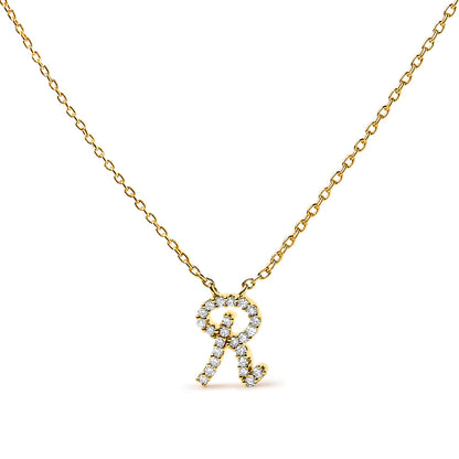 14K White Gold Diamond Accent "A" Initial Script Style Pendant Necklace