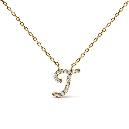 14K White Gold Diamond Accent "A" Initial Script Style Pendant Necklace