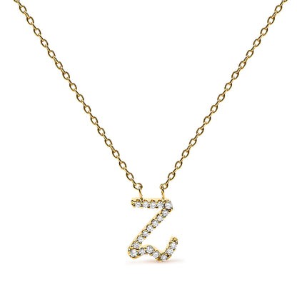 14K White Gold Diamond Accent "A" Initial Script Style Pendant Necklace