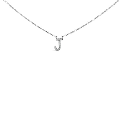 10K White Gold Diamond Accent "A" Block Initial Pendant Necklace