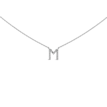 10K White Gold Diamond Accent "A" Block Initial Pendant Necklace