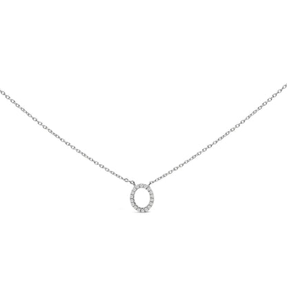 10K White Gold Diamond Accent "A" Block Initial Pendant Necklace