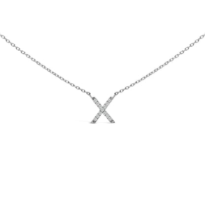 10K White Gold Diamond Accent "A" Block Initial Pendant Necklace