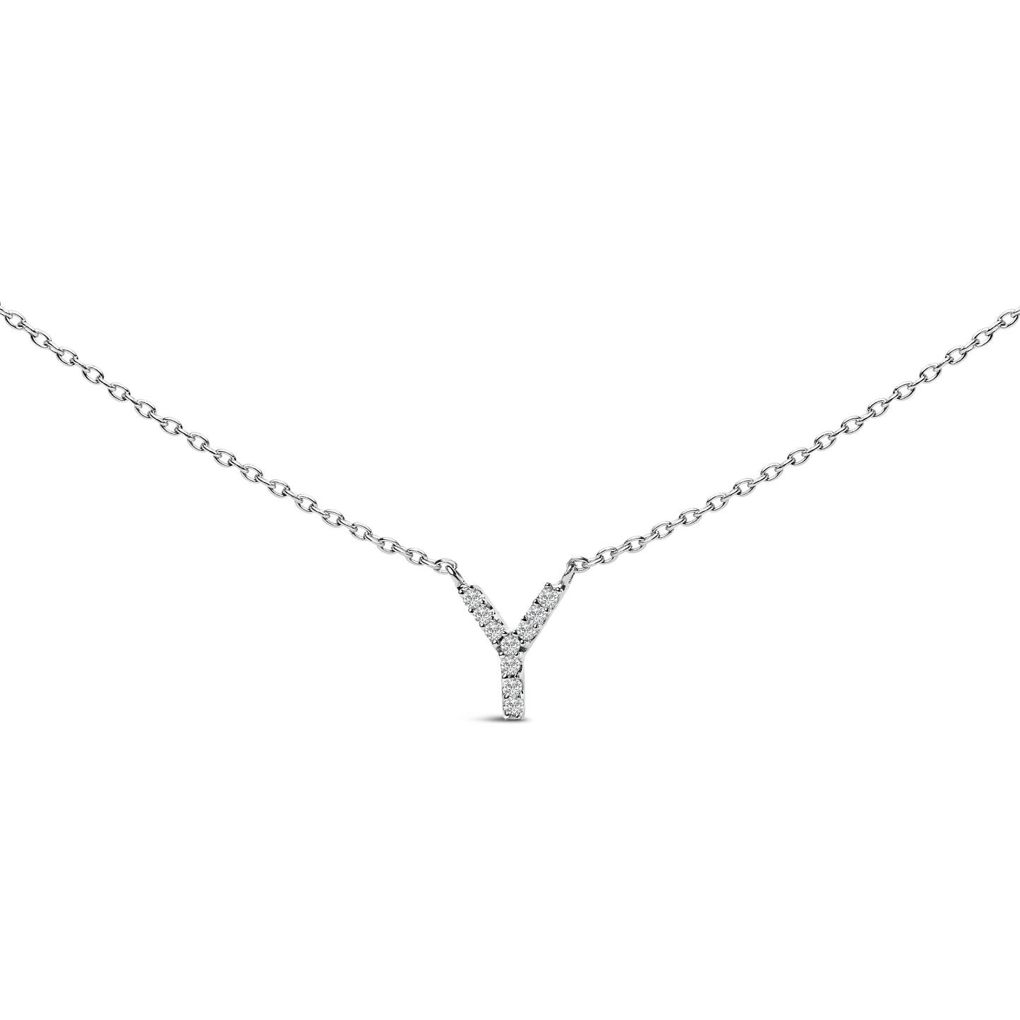 10K White Gold Diamond Accent "A" Block Initial Pendant Necklace