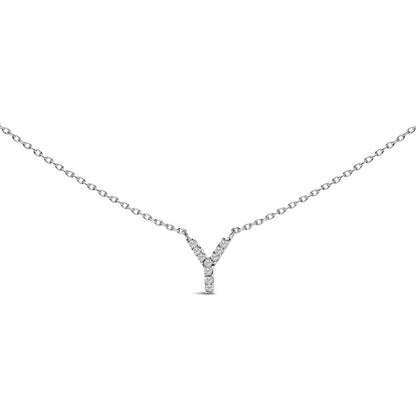 10K White Gold Diamond Accent "A" Block Initial Pendant Necklace