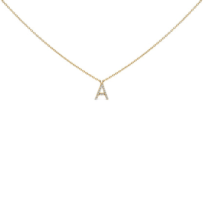 10K White Gold Diamond Accent "A" Block Initial Pendant Necklace