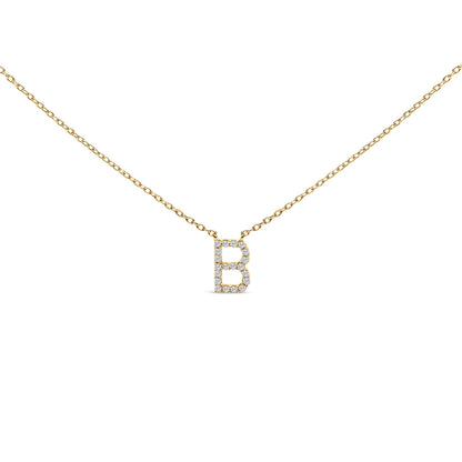 10K White Gold Diamond Accent "A" Block Initial Pendant Necklace
