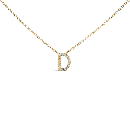 10K White Gold Diamond Accent "A" Block Initial Pendant Necklace