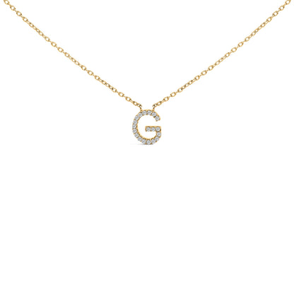 10K White Gold Diamond Accent "A" Block Initial Pendant Necklace