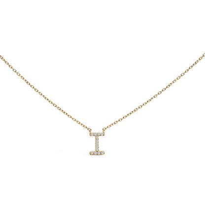 10K White Gold Diamond Accent "A" Block Initial Pendant Necklace