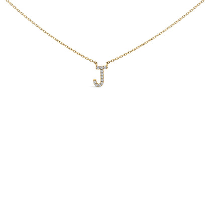 10K White Gold Diamond Accent "A" Block Initial Pendant Necklace