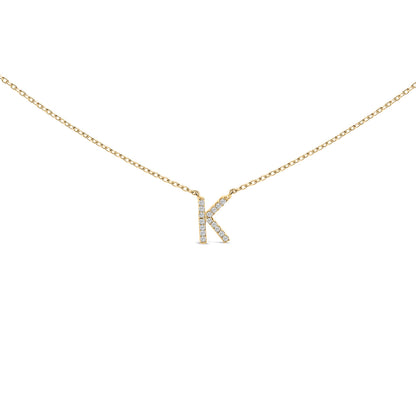 10K White Gold Diamond Accent "A" Block Initial Pendant Necklace