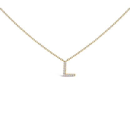 10K White Gold Diamond Accent "A" Block Initial Pendant Necklace
