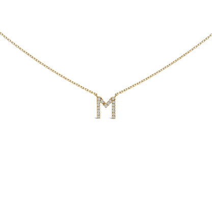 10K White Gold Diamond Accent "A" Block Initial Pendant Necklace