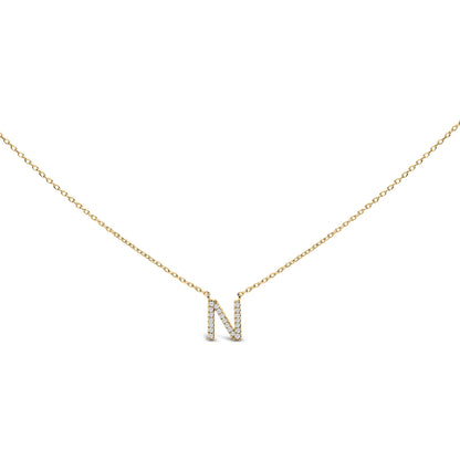 10K White Gold Diamond Accent "A" Block Initial Pendant Necklace