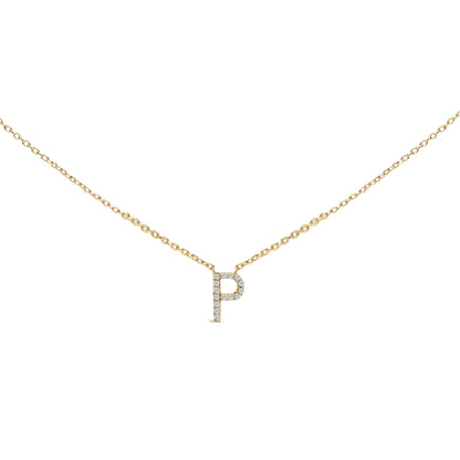 10K White Gold Diamond Accent "A" Block Initial Pendant Necklace