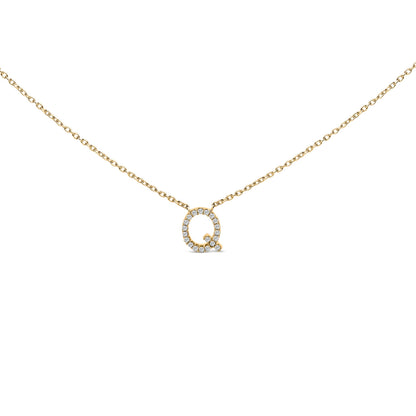 10K White Gold Diamond Accent "A" Block Initial Pendant Necklace