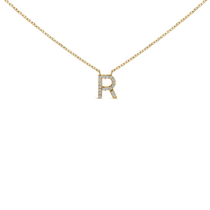 10K White Gold Diamond Accent "A" Block Initial Pendant Necklace