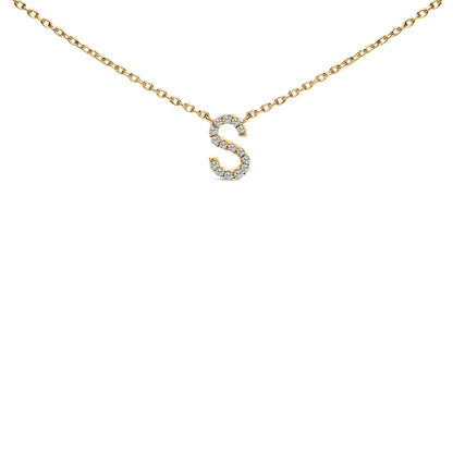 10K White Gold Diamond Accent "A" Block Initial Pendant Necklace
