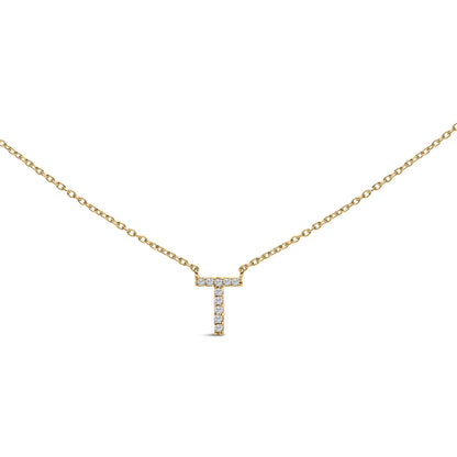 10K White Gold Diamond Accent "A" Block Initial Pendant Necklace