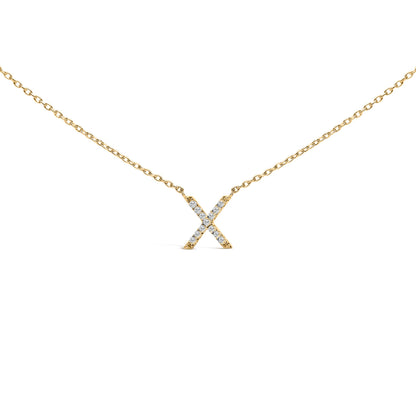 10K White Gold Diamond Accent "A" Block Initial Pendant Necklace
