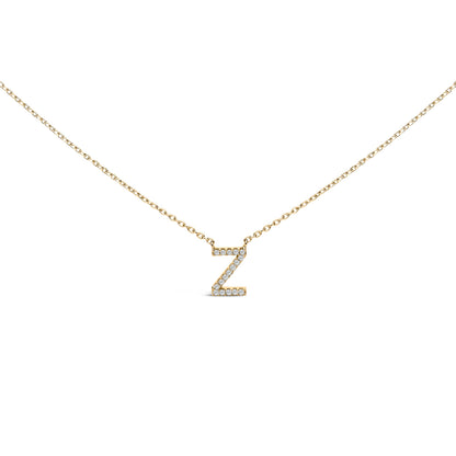 10K White Gold Diamond Accent "A" Block Initial Pendant Necklace