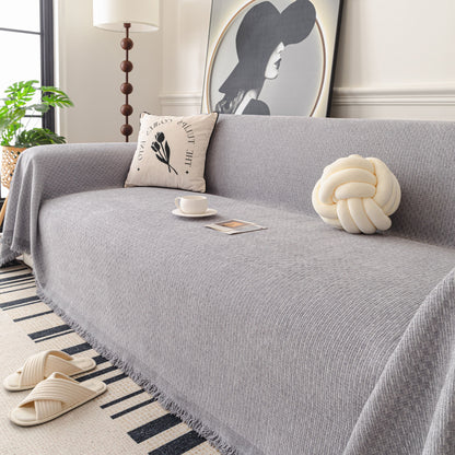 Textured Woven Modern Sofa Cover, Natural Blend Decorative Couch Throw Blanket