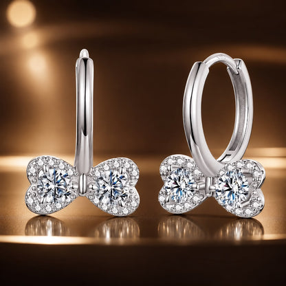 925 Sterling Silver Moissanite 0.20 Carat Earrings Plated White Gold for Women