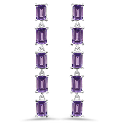 5.50 Carat Genuine Amethyst .925 Sterling Silver Earrings